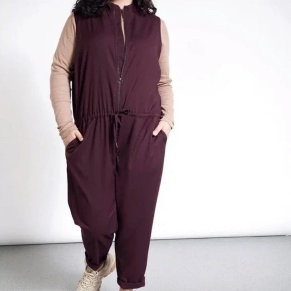 Wildfang Empower Jumpsuit Coverall Sleeveless in Eggplant Color Women's Size XL - Picture 1 of 11
